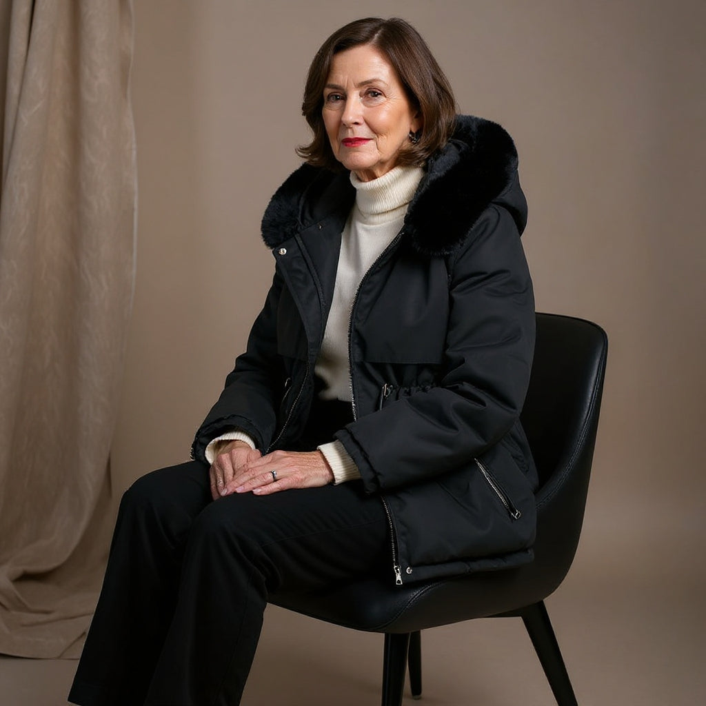 Evelien | Manteau d’hiver pour femme avec col en fausse fourrure et élégance intemporelle