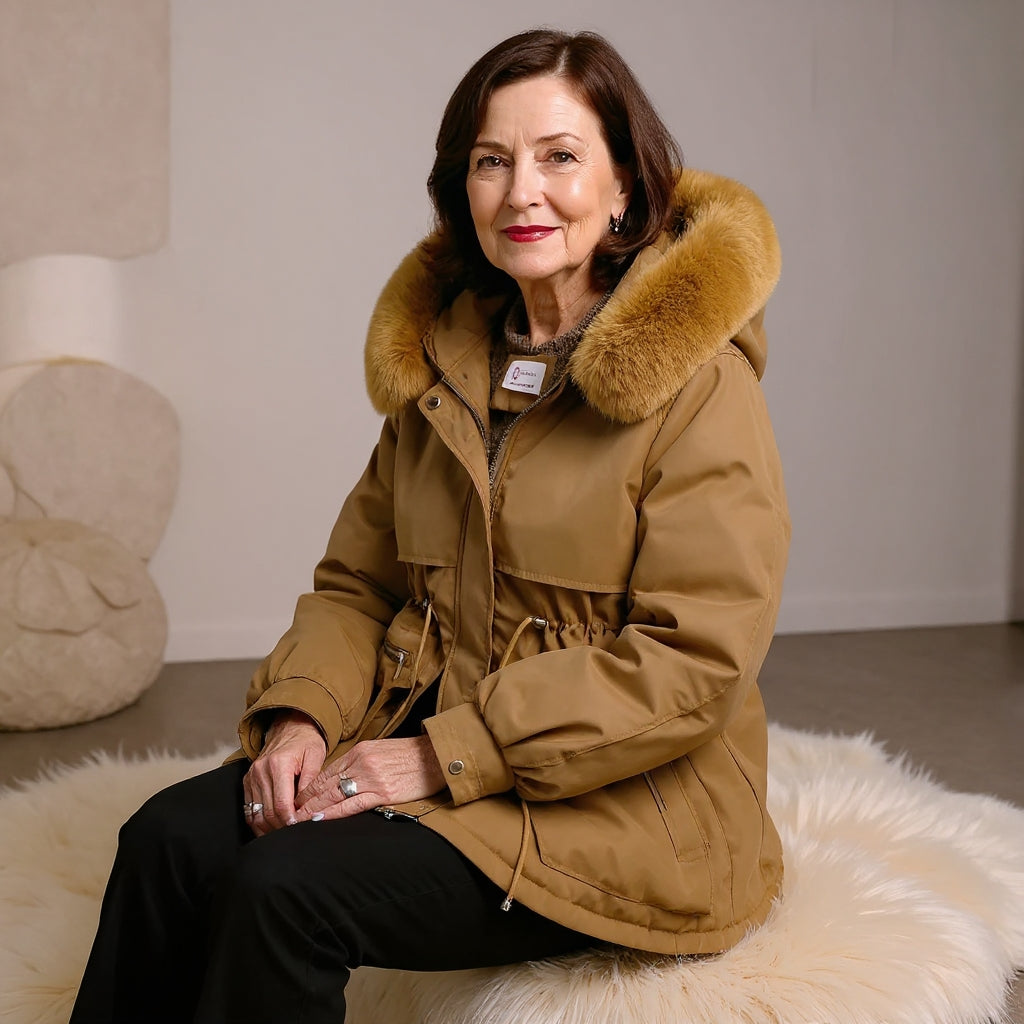 Evelien | Manteau d’hiver pour femme avec col en fausse fourrure et élégance intemporelle