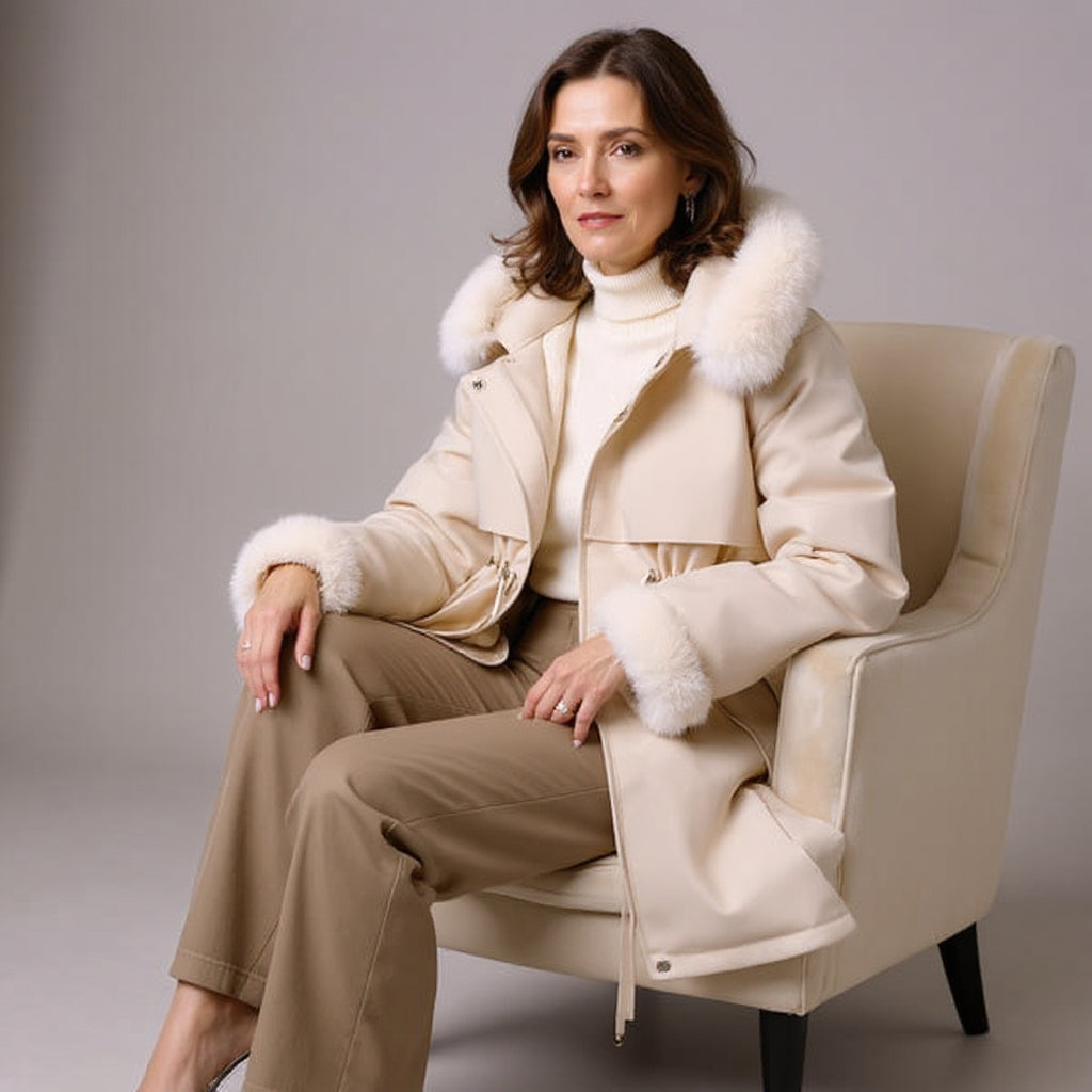 Evelien | Manteau d’hiver pour femme avec col en fausse fourrure et élégance intemporelle